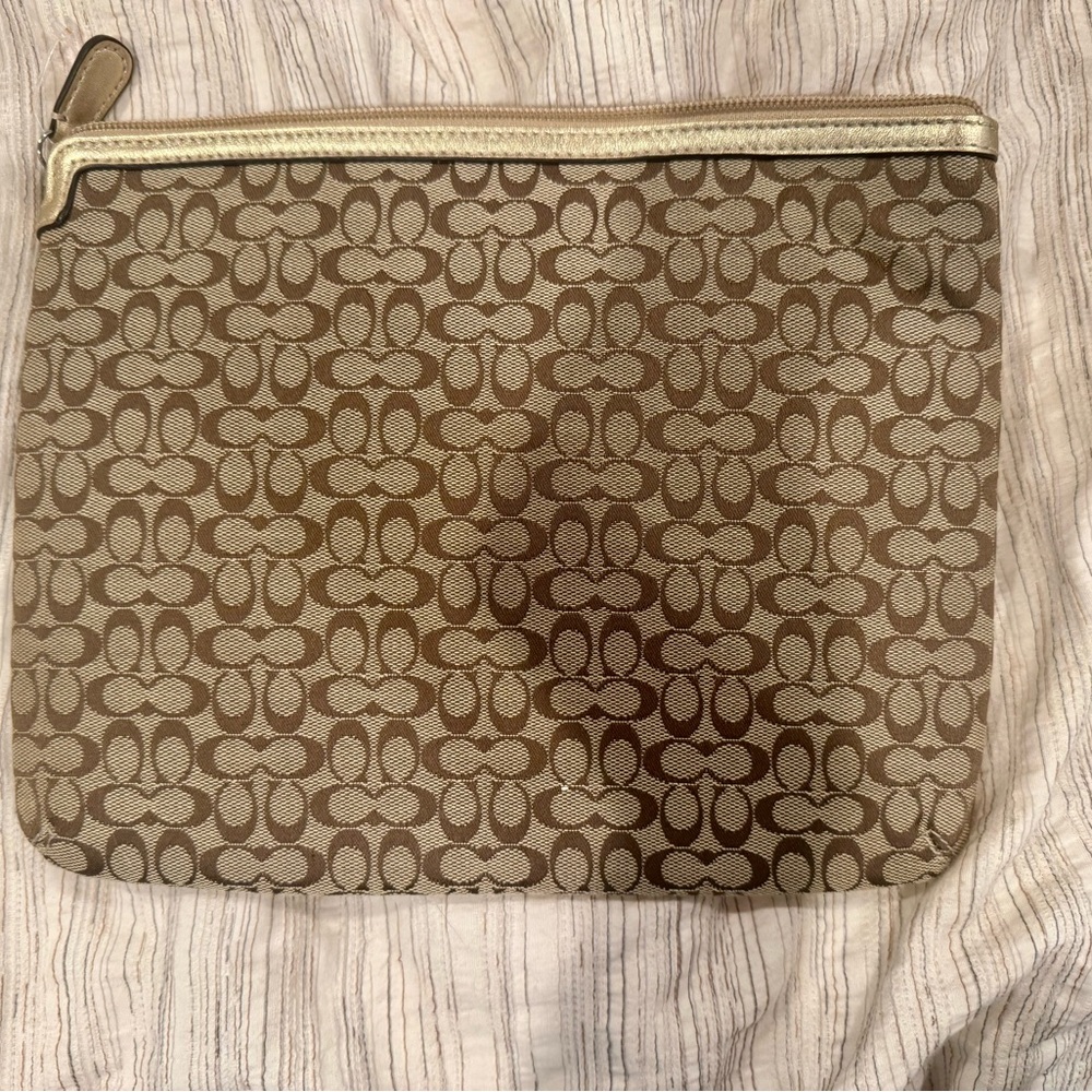 Coach Brown and Cream Laptop Case